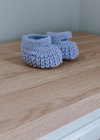 Mor Örgü Kız Bebek Patik - Görsel 3