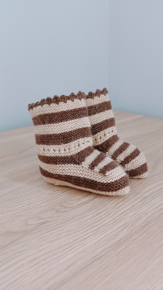 erkek Çocuk Kahverengi Örgü Zebra Desenli Bot - Görsel 2