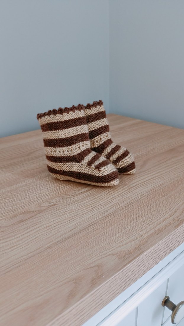 erkek Çocuk Kahverengi Örgü Zebra Desenli Bot - Görsel 3