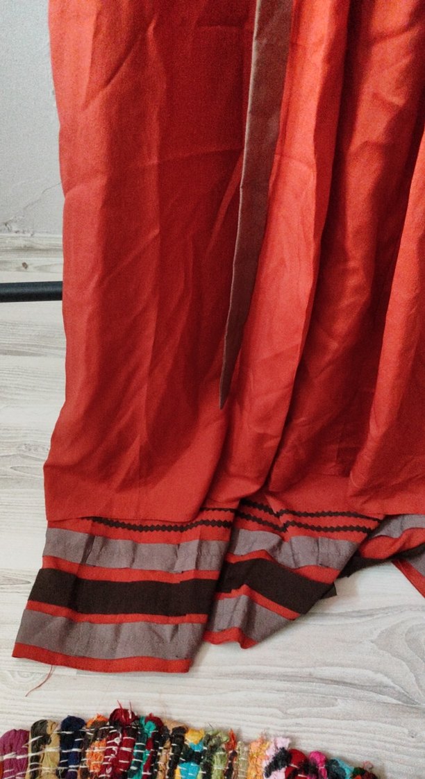 Uzun Kollu Kırmızı Nakışlı abiye bohem Elbise - Görsel 3