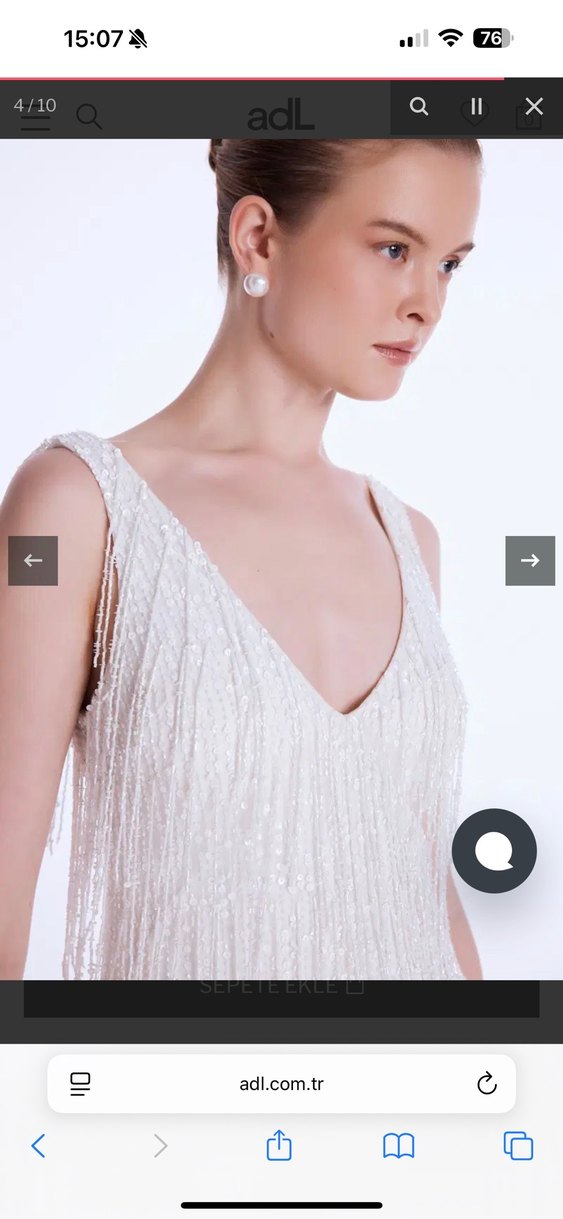 Beyaz Mini Abiye Elbise - Görsel 3