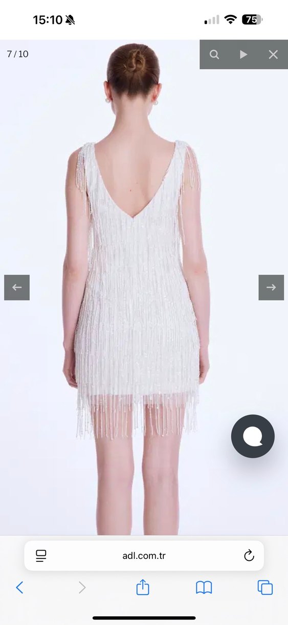 Beyaz Mini Abiye Elbise - Görsel 5