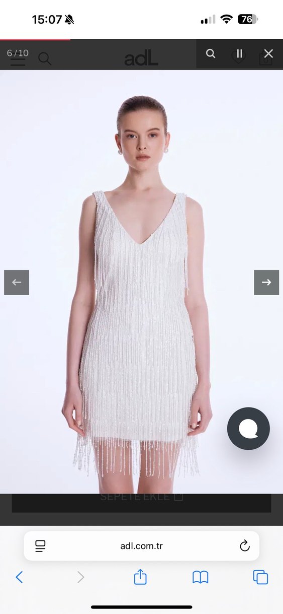 Beyaz Mini Abiye Elbise - Görsel 2