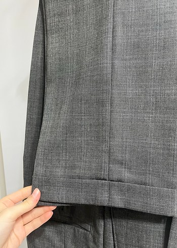 Düğmeli Gri Erkek Kumaş Pantolon - Görsel 3