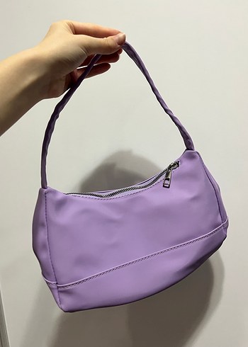 Fermuarlı Mor Kadın Omuz Çantası - Görsel 2
