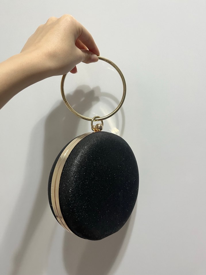 Zincir Detaylı Siyah Yılan Desenli Kadın Portföy Çanta - Görsel 2