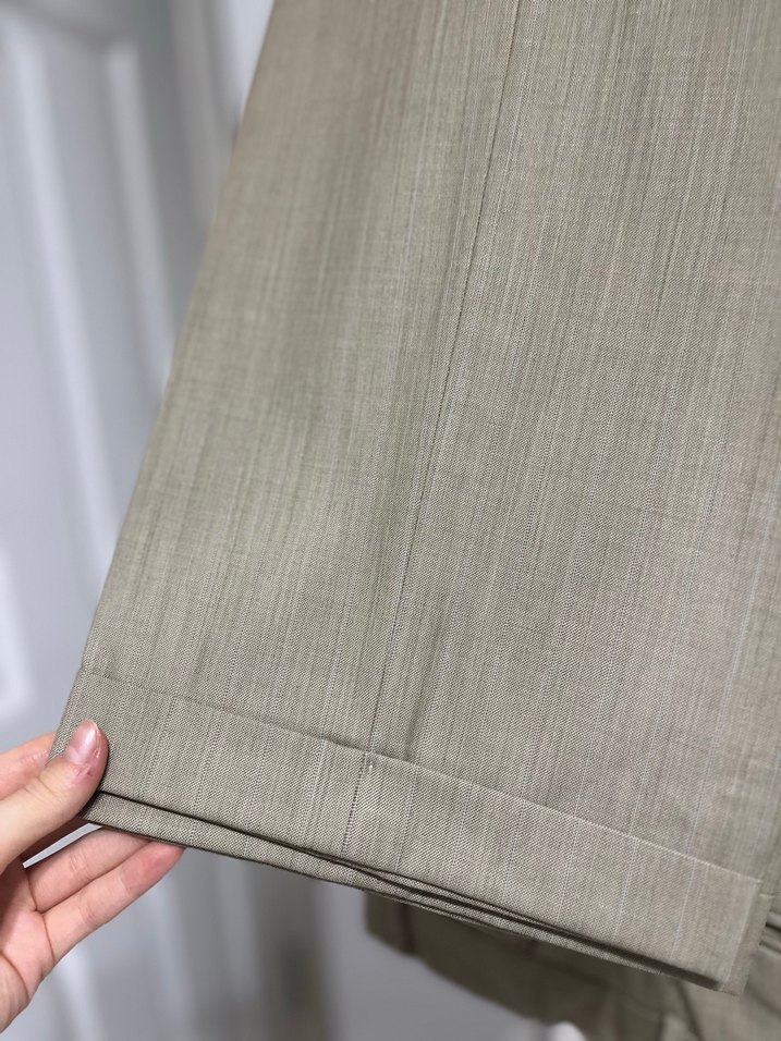Bej Keten Düğmeli Erkek Pantolon - Görsel 4