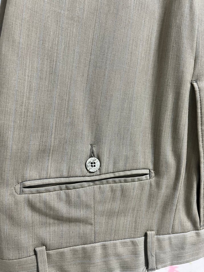 Bej Keten Düğmeli Erkek Pantolon - Görsel 3