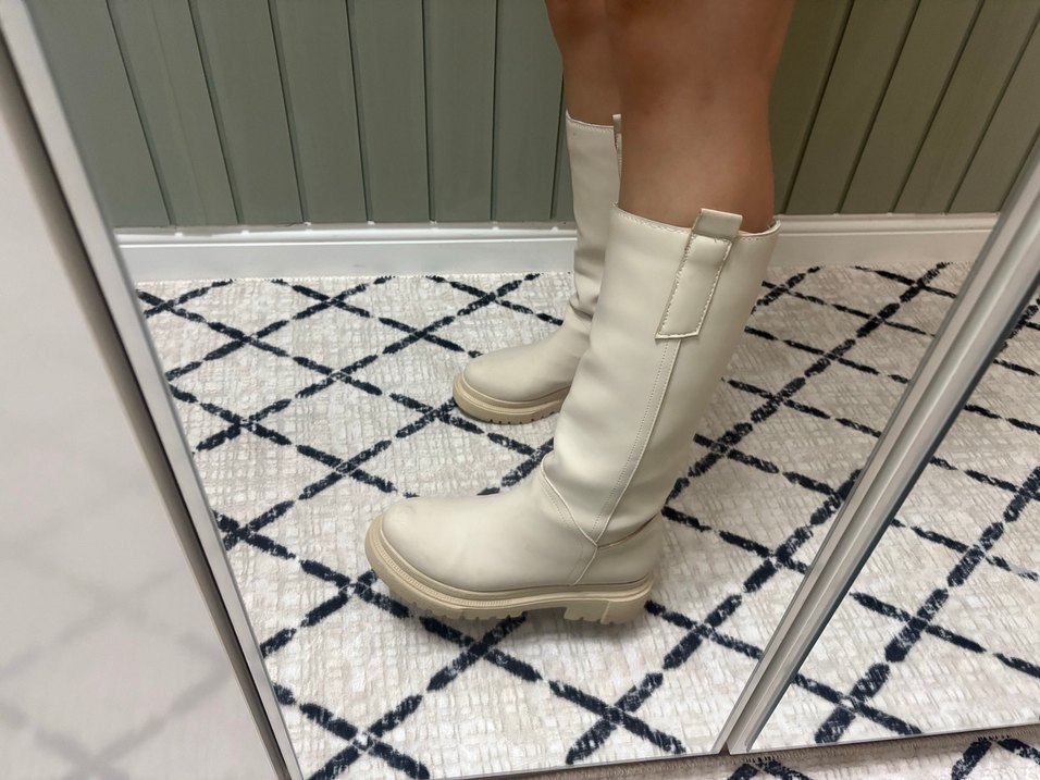 Bej  Dizaltı Deri Çizme - Görsel 2