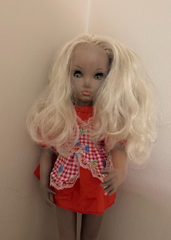 Sarı Saçlı Kırmızı Elbiseli Bebek furga bebek - Görsel 4