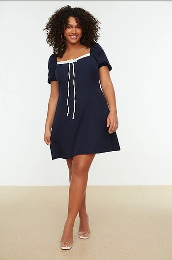 Lacivert karpuz kollu 44 beden elbise - Görsel 5