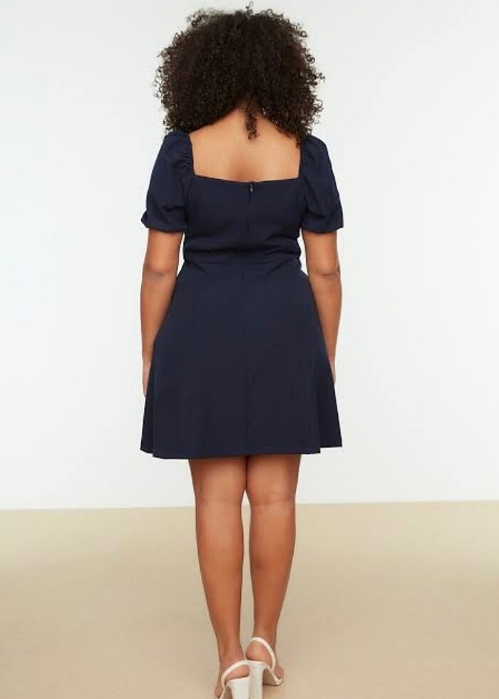 Lacivert karpuz kollu 44 beden elbise - Görsel 3