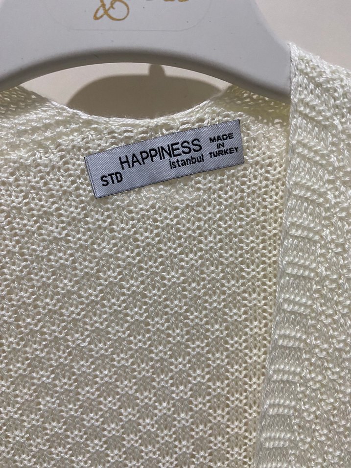 Beyaz Örgü Bohem Kadın Hırka standart - Görsel 2