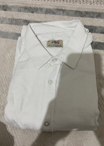 Düğmeli uzun Kollu Beyaz Keten Gömlek - Görsel 3