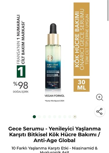Yves rocher anti age global serum 30 adet 1 şişeye eş değer - Görsel 4