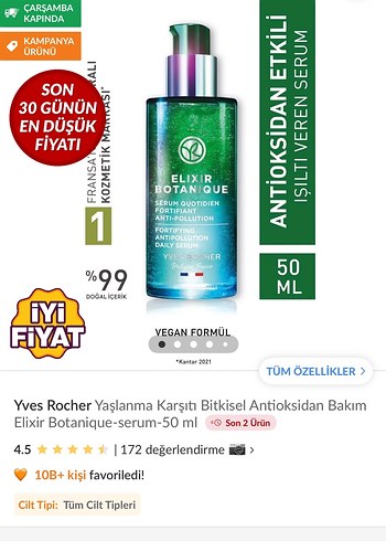 Yves Rocher Yaşlanma Karşıtı Elixir Botanique Günlük Serum 50ml - Görsel 5