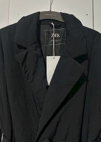 ZARA Siyah Kemerli Midi kadın montu hiç giyilmedi - Görsel 3