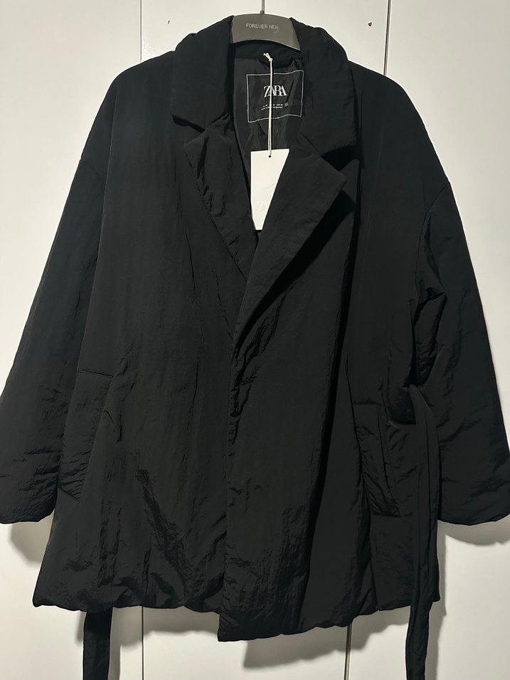 ZARA Siyah Kemerli Midi kadın montu hiç giyilmedi - Görsel 5