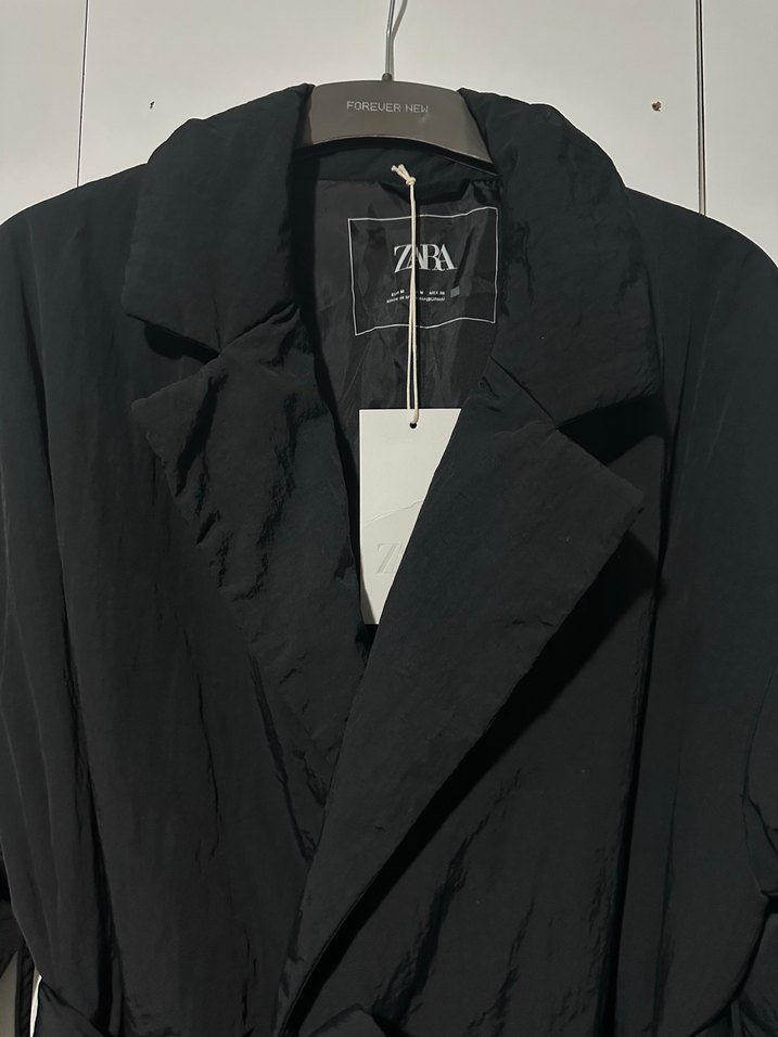 ZARA Siyah Kemerli Midi kadın montu hiç giyilmedi - Görsel 3