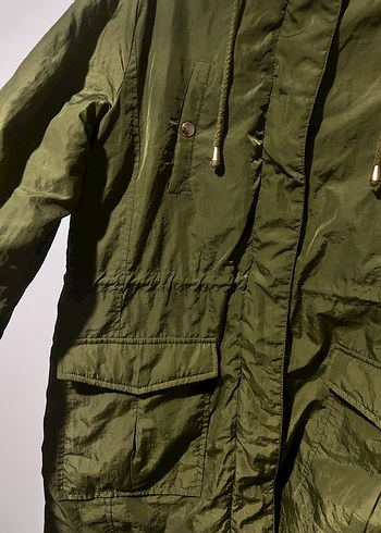 Koton Kapüşonlu, Kürklü Haki Kadın Mont - Görsel 3