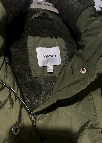 Koton Kapüşonlu, Kürklü Haki Kadın Mont - Görsel 4