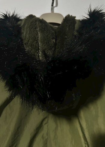 Koton Kapüşonlu, Kürklü Haki Kadın Mont - Görsel 5