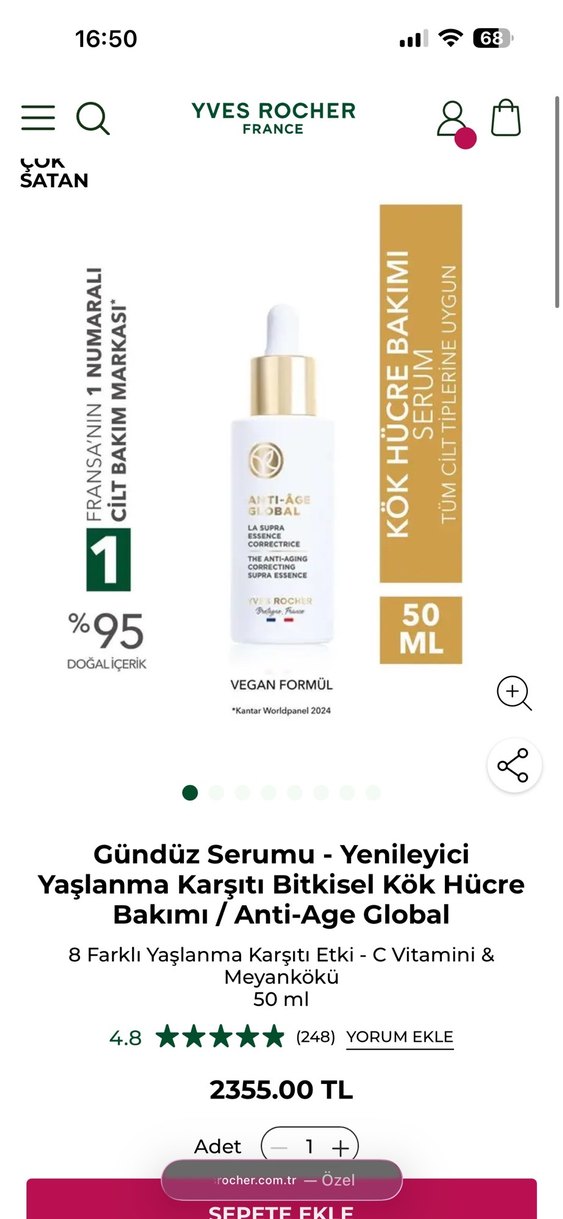 Yves Rocher Anti-Age Global serum 30ml - Görsel 3