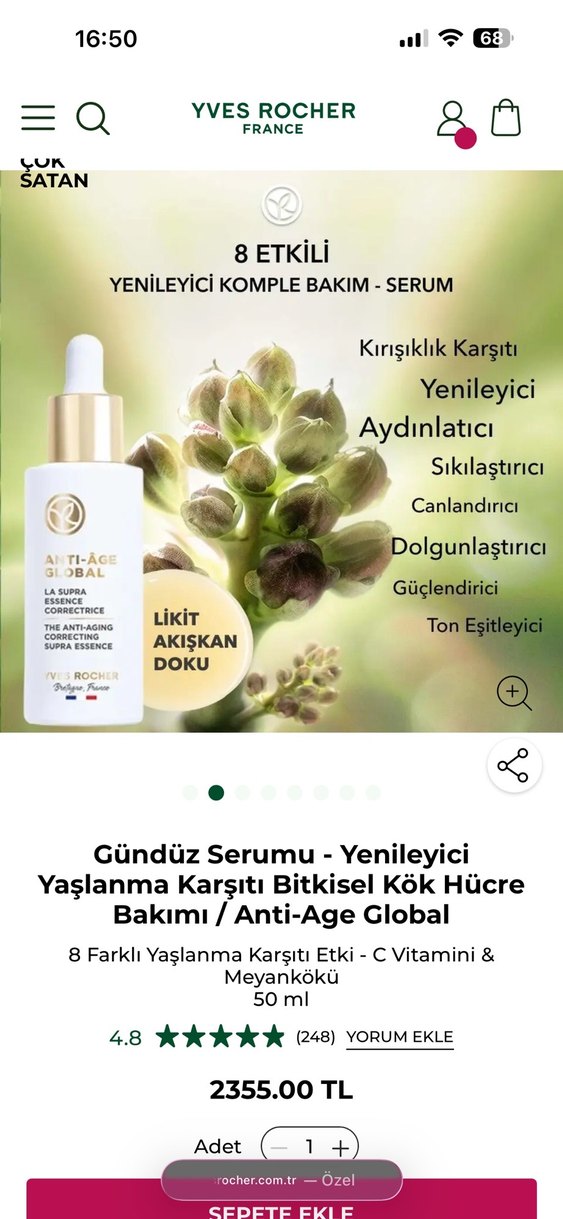 Yves Rocher Anti-Age Global serum 30ml - Görsel 4