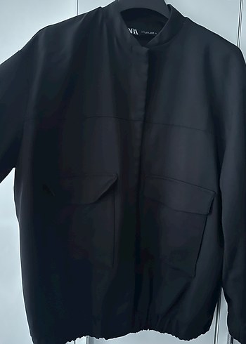 Zara Siyah Keten Oversize Kadın Ceket Hiç Giyilmedi - Görsel 4