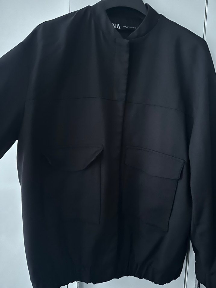 Zara Siyah Keten Oversize Kadın Ceket Hiç Giyilmedi - Görsel 4