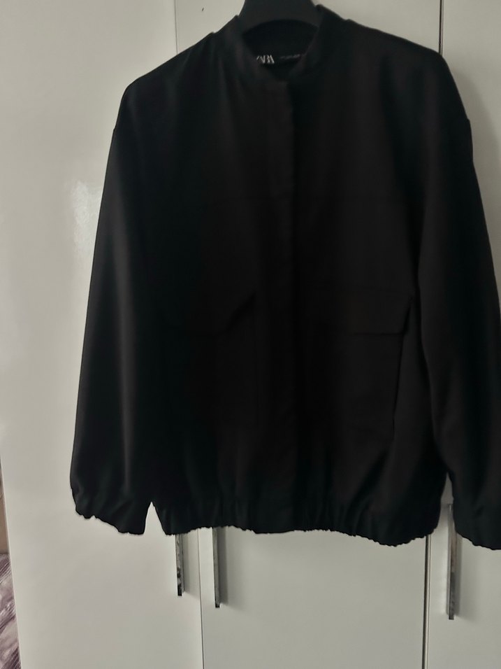 Zara Siyah Keten Oversize Kadın Ceket Hiç Giyilmedi - Görsel 2