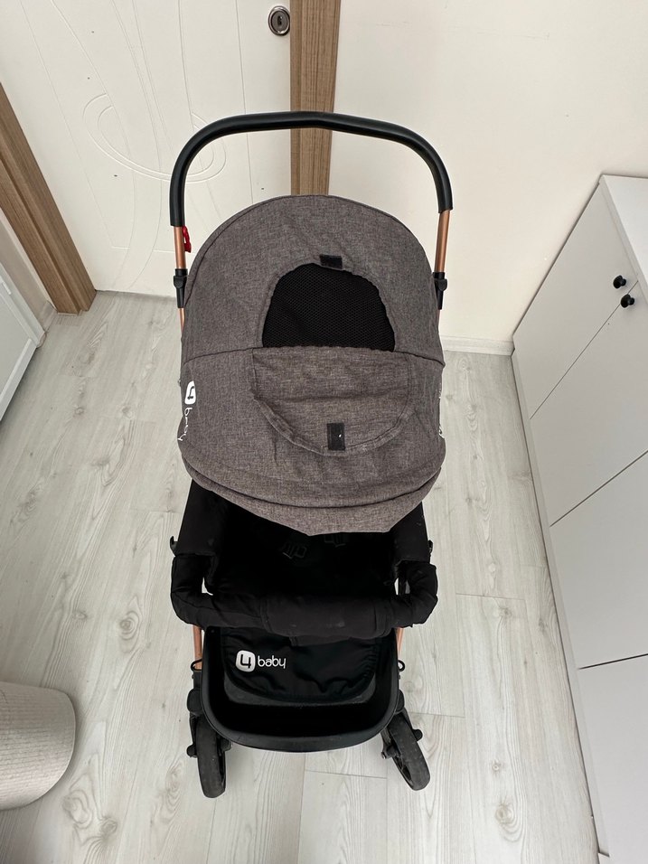 4baby Katlanabilir Siyah Gri Bebek Arabası - Görsel 5