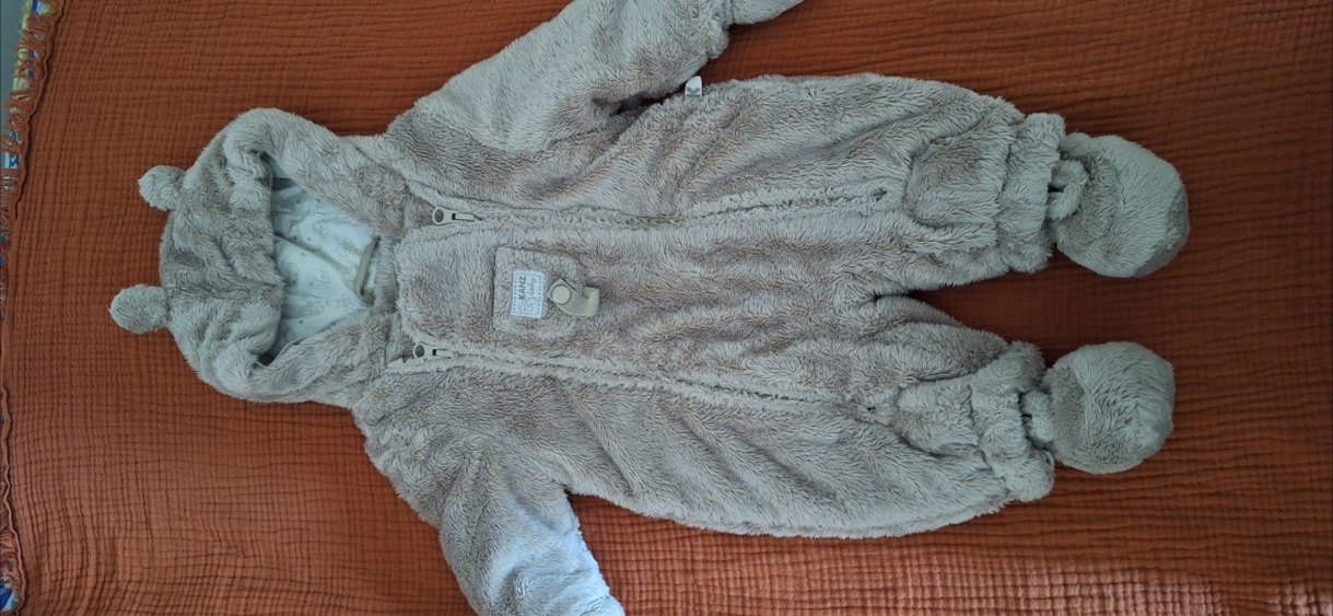 açık kahve Kürklü Bebek Tulumu - Görsel 2