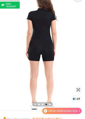 Diğer Siyah Kısa Kollu Mini Tulum