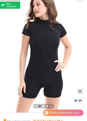 xs Beden Siyah Kısa Kollu Mini Tulum