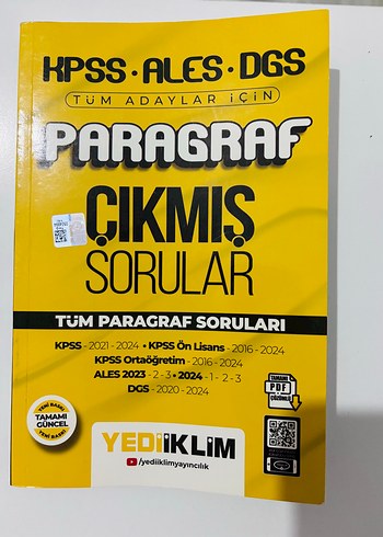 KPSS ALES DGS Paragraf Çıkmış Sorular Kitabı