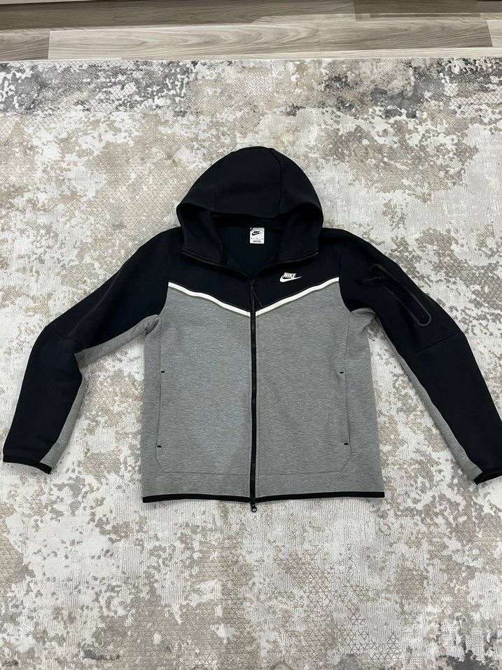 Nike Gri Siyah Fermuarlı Erkek Kapüşonlu Sweatshirt - Görsel 4