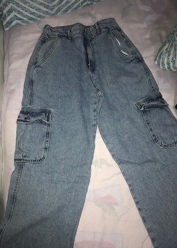 Gri Bol Kesim Midi Kot Pantolon - Görsel 5