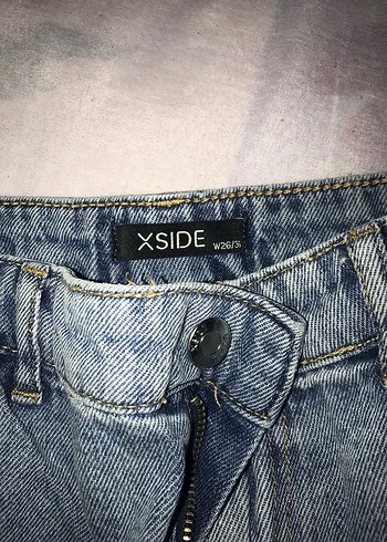 Gri Bol Kesim Midi Kot Pantolon - Görsel 3