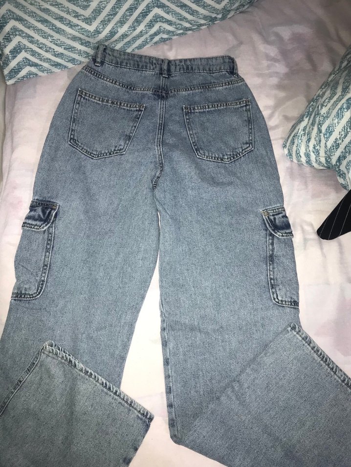 Gri Bol Kesim Midi Kot Pantolon - Görsel 4