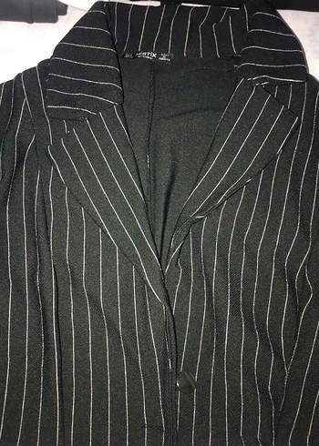 Siyah Çizgili Midi Kadın Takım Elbise - Görsel 4