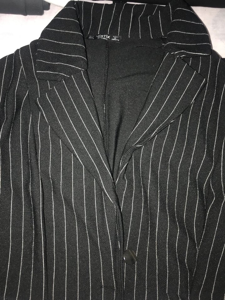 Siyah Çizgili Midi Kadın Takım Elbise - Görsel 4