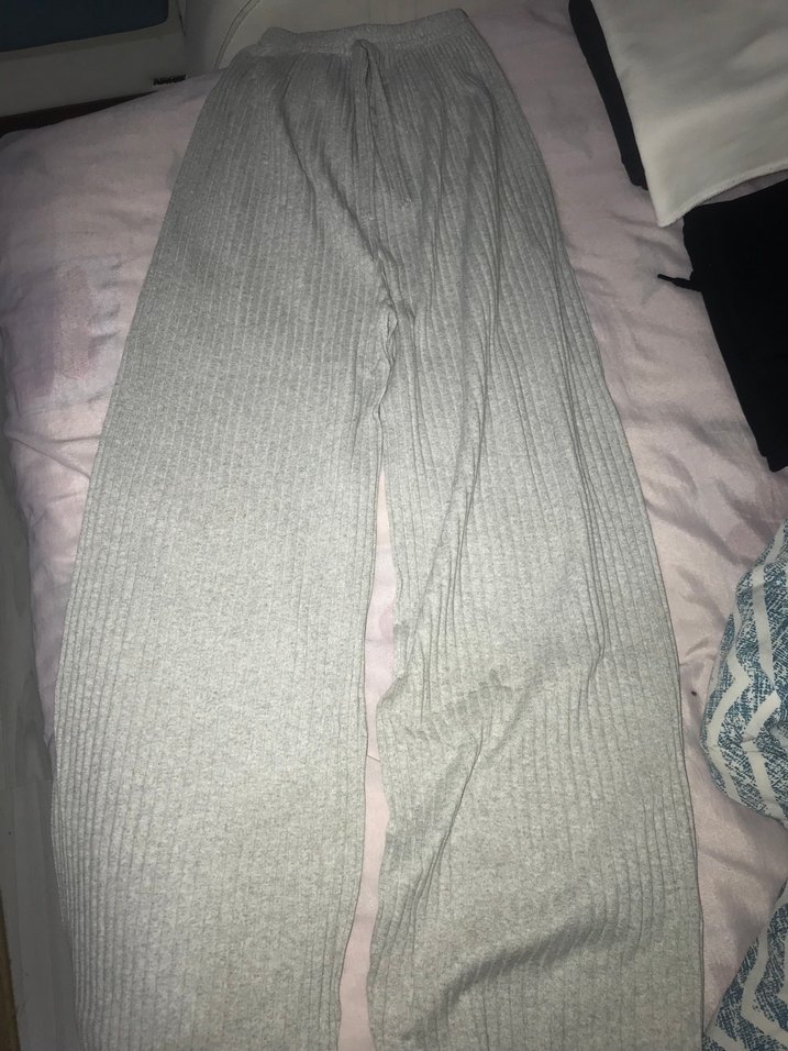 Gri Örgü Kadın Rahat Kesim Pantolon - Görsel 3