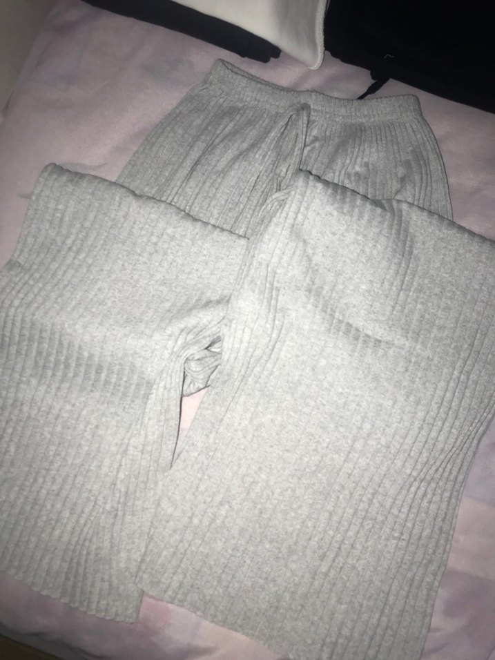 Gri Örgü Kadın Rahat Kesim Pantolon - Görsel 2