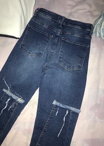 Kadın Mavi Denim Midi Boy Dar Kesim Jean - Görsel 3