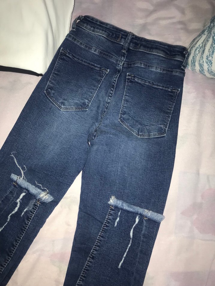 Kadın Mavi Denim Midi Boy Dar Kesim Jean - Görsel 3