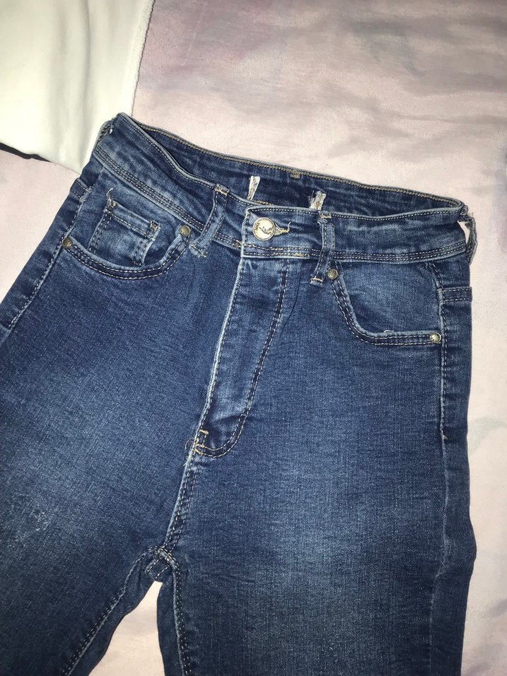 Kadın Mavi Denim Midi Boy Dar Kesim Jean - Görsel 2