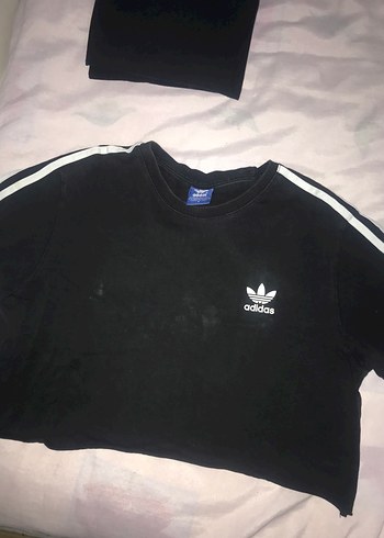 Siyah Adidas Kız Crop Tişört - Görsel 3