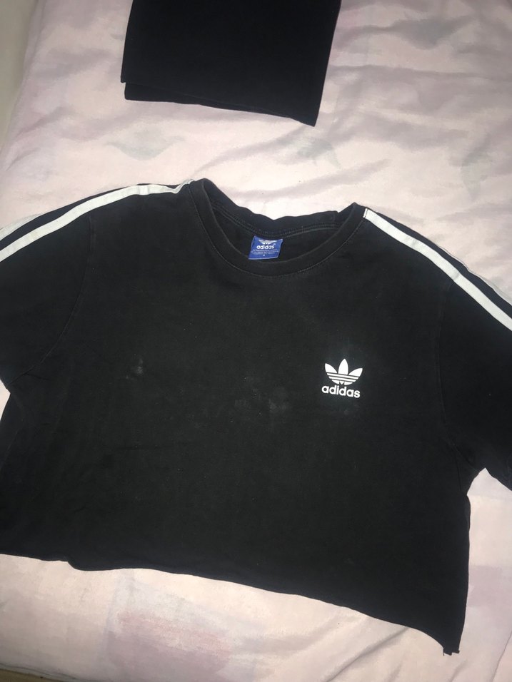 Siyah Adidas Kız Crop Tişört - Görsel 3