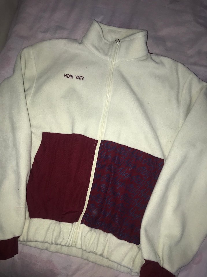 Beyaz Fermuarlı Yüksek Yakalı Kadın Ceket - Görsel 2